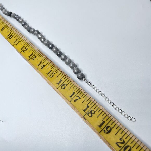 Stunning Unique Gray Picasso Jasper Gemstone Beaded Knotted Necklace 19" Boho - Picture 7 of 7